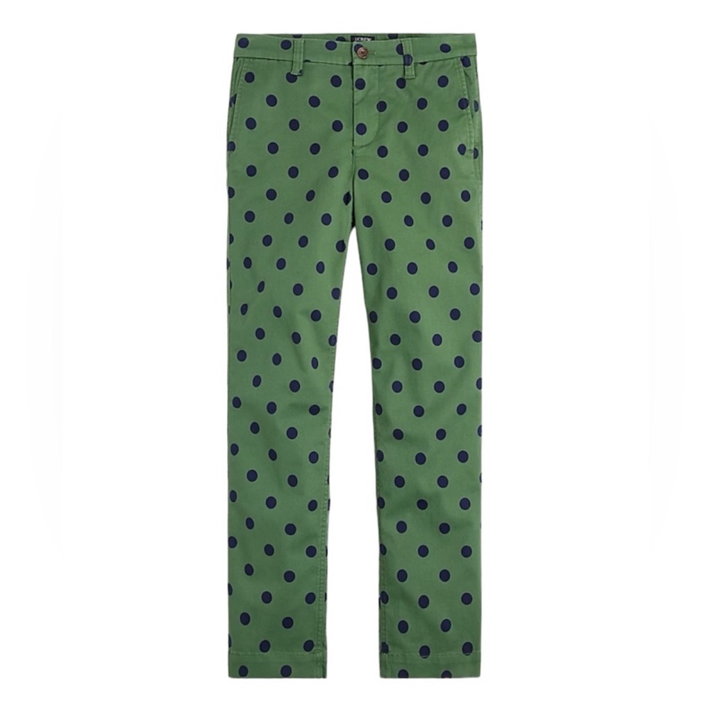 J.Crew High-Rise Girlfriend Chino In Gatlin Green Polka Dot